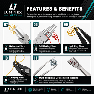 LUMINEX IMPEX LUB=113 <b>Long</b> <b>Nose</b> Stainless Steel Lightweight Smooth Work Jewelry Making Polishing Pliers for Bracelet Making DIY - Product Image 4
