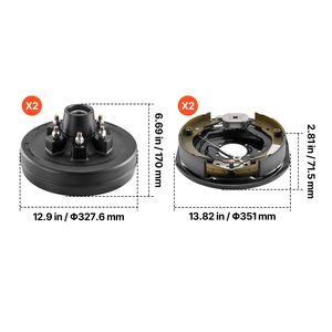 Kit Freno Elettrico per Rimorchio 12 x 2 Pollici (1 Paio) - Freni Auto-Regolanti da 6000 Libbre per Piastra di Supporto Assale - Kit Riparazione Freni - Product Image 2