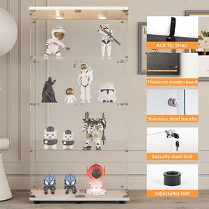 Vetrina e Armadio Espositivo in Vetro Temperato con Luci a LED, Vari Colori, con Serrature per Vino e Archiviazione Documenti - Product Image 5