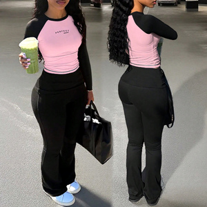 Women's Sets Yoga Set Workout Clothes Sports Gym <b>Legging</b> Fitness Long Sleeve <b>Crop</b> Top Yoga Suit 2 Pieces contrast Sportswear set - Product Image 3