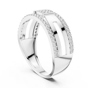 Anillo de Sello de Lujo con Doble Halo de Diamantes Cultivados en Laboratorio, Chapado en Rodio sobre Oro Blanco de 18 Quilates, para Boda/Compromiso/Regalo/Uso Diario en la Oficina - Product Image 2