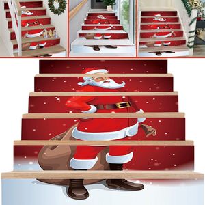 6 Pezzi Adesivi Natalizi Impermeabili in PVC per Gradini, Rimovibili e Autoadesivi con Motivo Babbo Natale, Decorazioni per Scale e Pareti - Product Image 1