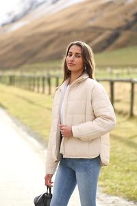 Women's Lightweight <b>Packable</b> Hooded Winter Quilted Puffer <b>Jacket</b> Detachable Sleeves Hat Zipper Closure Waterproof Wool - Product Image 5