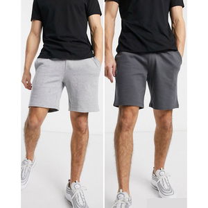 Men's Gray Cotton Bermuda <b>Shorts</b> Mid Waist Elastic With Pockets Casual Style Breathable Knitted Fabric - Product Image 4