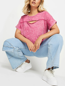 Camiseta de mujer antiencogimiento, duradera, suave, con lavado ácido, personalizada, 100% algodón, estilo moderno, al por mayor, de alta calidad. - Product Image 2