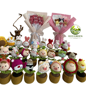 ตุ๊กตาสัตว์ถักโครเชต์น่ารัก ของตกแต่งโต๊ะทำงาน กระถางดอกไม้ไหมพรมทำมือ ของขวัญปลอบใจสำหรับนักเรียนและผู้หญิง - Product Image 6