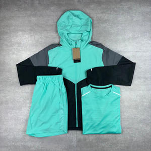 Custom Nylon Tracksuit <b>Wind</b> <b>Breaker</b> Zip up Hoodie and Shorts Set Plain Windbreaker Short Set Men Windbreaker Tracksuit Set - Product Image 3