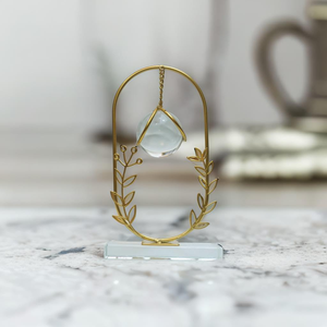 Esfera de Cristal Transparente con Base de Metal Dorado, Adorno Moderno y Abstracto para Mueble de TV, Decoración del Hogar SMH-6 - Product Image 5