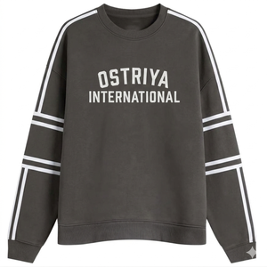 Ostriya Intl 2026 Sweat-shirt pull-over personnalisé pour femme, coupe oversize, col roulé, léger, 100% coton, streetwear, épaules tombantes, motif lettres - Product Image 3