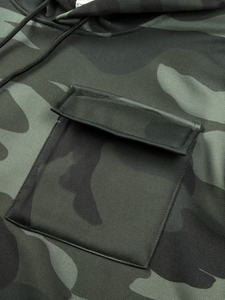 Solid 100% Cotton Terry Fabric 300g Quick Dry Multi Pocket Sports Suit Fashionable Casual Hooded Two-Piece Set Men's - Product Image 4