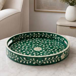 Nouvel Arrivage Plateau à roulettes personnalisé en bois avec incrustation de nacre et d'os, pour la maison, les restaurants et les hôtels, Vente Chaude pour l'Aïd et le Ramadan - Product Image 5