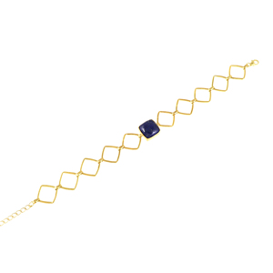 Wholesale Price <b>Gold</b> Plated Lapis <b>Bracelet</b> for Women Engagement Wedding Party - Product Image 2