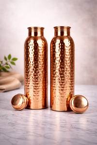 Tapa de Cobre para Botella de Agua, Dos Tazas, a Prueba de Fugas, Apta para Lavavajillas, Diseño Tradicional Ecológico, Juego de Metal Reutilizable para Viajes - Product Image 2