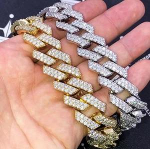 กำไลข้อมือคิวบันประดับเพชรเต็มวงสำหรับผู้หญิง ชุบเงิน ประดับเพชร CZ แบบคิวบันลิงค์ เครื่องประดับคุณภาพดีสำหรับงานปาร์ตี้ - Product Image 4