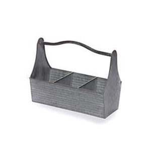 Porte-ustensiles de cuisine en métal galvanisé, rond, en fer, 4 compartiments, organiseur de rangement pour couverts, avec poignée - Product Image 3