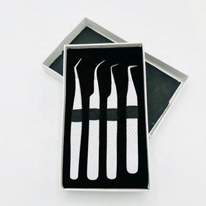 Pinzas de extensión de pestañas de acero inoxidable profesional de calidad superior hechas a mano probadas a mano brillo blanco agarre de diamante puntiagudo - Product Image 2