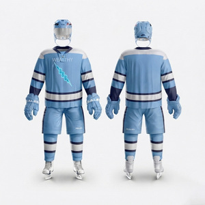 Ensemble uniforme de hockey sur glace haut de gamme pour homme – Maillot sublimé à col en V et pantalon, manches longues, évacuation de l'humidité, toutes saisons, vêtements de sport pour adulte - Product Image 1