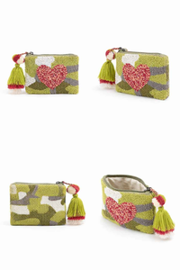 Porte-monnaie perlé fait main pour femme, petite pochette motif cœur, mini sac bohème à fermeture éclair, portefeuille personnalisé tendance, pochette pour femme, cadeau - Product Image 5