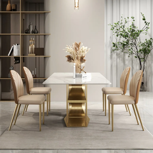 Juego de Comedor Turco Moderno y Lujoso Zeva, Juego de Comedor con Base de Metal, Mesa de Comedor Contemporánea - Product Image 5