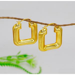 Exaggerated Metal C Shape Bamboo Hoop Earring Niche Luxury Gold Plated Fashion Wholesale Chunky Hollow Open Hoops Women Earring - Product Image 5