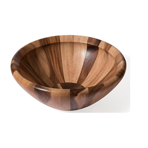 Grand saladier en bois d'acacia fait main, bol surdimensionné pour salades et fruits, centre de table rustique pour cuisine et salle à manger - Product Image 1