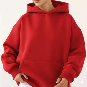 ผู้ผลิตเสื้อผ้า รับผลิตเสื้อฮู้ดดี้ผู้หญิง 500gsm คุณภาพพรีเมียม หนานุ่ม สไตล์สตรีทแวร์ ทรงโอเวอร์ไซส์ แฟชั่นเสื้อฮู้ดดี้ขนแกะสำหรับผู้หญิง - Product Image 1