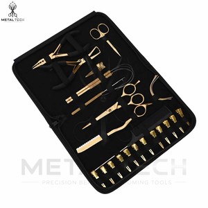 Kit de Herramientas de Lujo para Extensiones de Cabello en Acero Inoxidable Dorado y Negro, Alicates Profesionales Multifuncionales, Tijeras, Cuchilla, Peine, Juego Completo - Product Image 2