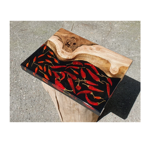 Planche à découper en résine époxy et bois de qualité supérieure pour couper les fruits, les légumes et la viande, planche à découper ronde de luxe pour ustensiles de cuisine - Product Image 5