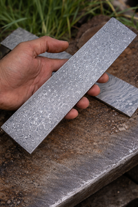 Acier Damas, tous les motifs disponibles : barre billet, torsadée, goutte de pluie, plume, pour la fabrication de couteaux, couteaux de plein air. - Product Image 3