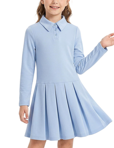 Robe polo à manches longues sur mesure, robe plissée, robe d'écolière, design personnalisé, uniformes scolaires - Product Image 1