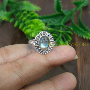 Bague en labradorite, bague en argent sterling 925, bagues de fiançailles et de mariage pour femmes, bijoux en labradorite, cadeau de Noël et d'anniversaire pour femme - Product Image 6