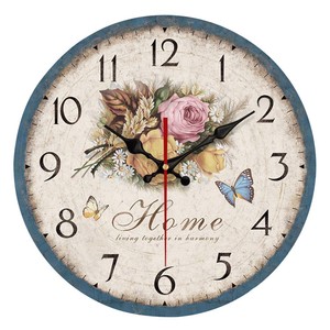 Rustic Pine Wood Wall <b>Clock</b> <b>Hand</b>-Painted Roses Wholesale Farmhouse Dcor - Product Image 6