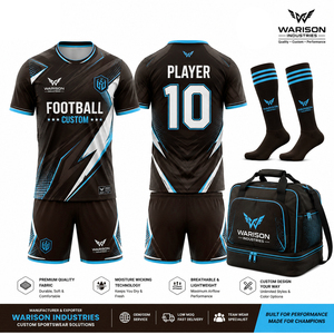 Elite Black Gold Football Jersey Set Custom Soccer Team Uniform With Matching Socks And Sports Bag Football Training Kit - Product Image 3