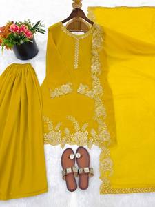 Traje Palazzo de Georgette Sintética de Alta Calidad con Bordado y Dupatta para Mujer, Ideal para Bodas y Fiestas, Estilo Pakistaní - Product Image 5