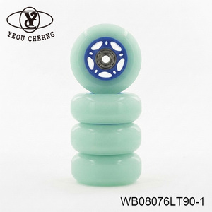 YEOU CHERNG Blue Color PU Wheels 76x24mm 90A Hardness Wear Resistant for Sports Equipment - Product Image 3
