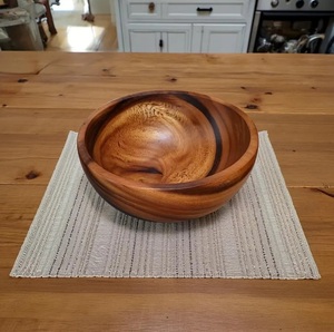 Tazón de Madera de Acacia Estilo Americano Natural, Ecológico, Hecho a Mano, Duradero, Rústico, para Servir Ensaladas - Product Image 4