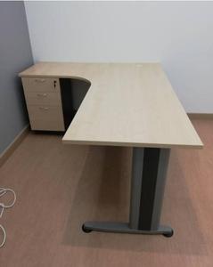 Modern Durable L-Shape Conference <b>Table</b> with Metal Legs and Storage Drawer for Commercial <b>Office</b> Use - Product Image 3