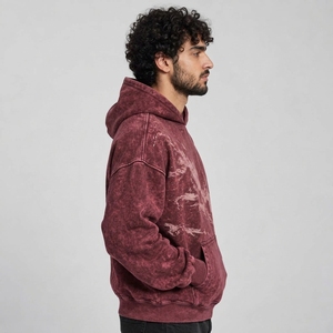 Sweat à capuche pour homme durable, 100% coton, effet délavé, respirant, confortable, chaud, texture douce, style vintage, flexible - Product Image 4