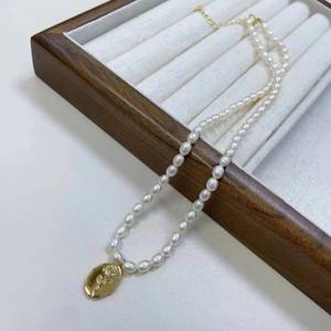 Collier en argent pur et perles d'eau douce de l'impératrice Cixi, chaîne de pull à fort éclat, chaîne en os, perles naturelles Saturne - Product Image 1