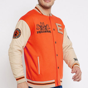Chaqueta Varsity Naranja para Hombre con Logotipo Predator Bordado, Parche con Letra E en la Manga, Estilo HIGH STREET, Corte Regular, Cuello Alto - Product Image 2
