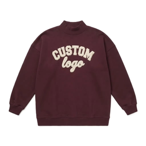 Customizable Custom Logo Women's Hoodies Oversized Varsity USA Fashion Chenille Patch 3D Burgundy Wholesale Supplier Streetwear - Product Image 4