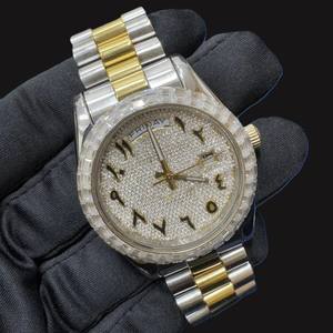Best Personalized Bling <b>Iced</b> <b>Out</b> <b>Watch</b> Stainless Steel VVS1 Moissanite Diamond Arabic Numerals Two Tone Luxury Wristwatch - Product Image 1
