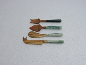 Wood Cheese Utensil <b>Set</b> 4-Piece Stainless Steel Resin Handle Eco-Friendly Anti-Slip Serving Tools Hand Wash Only - Product Image 1
