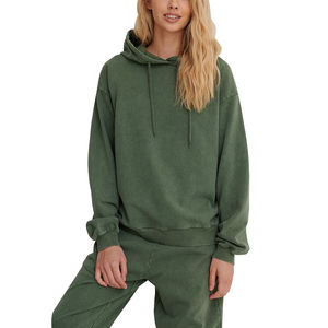 Sudadera con capucha extragrande para mujer, de invierno, estilo urbano, con lavado pesado, estampado frontal con efecto ácido, personalizada, ecológica, de peso pesado, OEM - Product Image 1