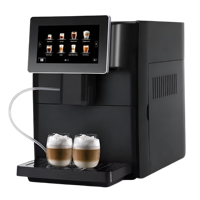 Mesin Kopi Espresso Elektrik Pintar Sudex CME-S8 Sistem Seduh dengan Layar Sentuh TFT HD 7 inci, Pengaduk Susu, Plastik untuk Rumah Tangga