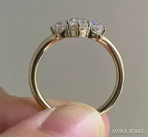 แหวนแต่งงานเพชรแท้เพาะเลี้ยงทรงบริลเลียนต์ 1 กะรัต ดีไซน์คลาสสิก ทอง 10k/14k/18k สำหรับผู้หญิง กำลังขายดี - Product Image 5