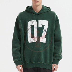 Sweat-shirts à capuche délavés personnalisés en gros, avec logo sur mesure, en molleton de coton mélangé, pour l'hiver, décontractés, de qualité supérieure, à prix abordable pour hommes - Product Image 2