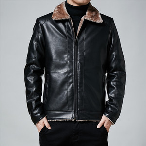 Men's PU Leather <b>Jacket</b> Slim Fit Turn-down Collar Single Button Solid Color Waterproof <b>Smart</b> <b>Casual</b> Autumn Wear Boho/Western - Product Image 4