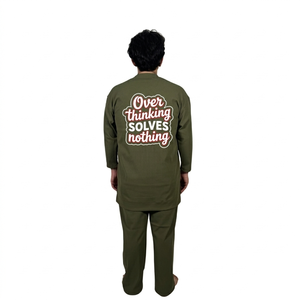 Conjunto de camisa y pantalón de verano para hombre, informal, de dos piezas, tela de rizo, secado rápido, conjunto de camiseta y pantalón a la moda. - Product Image 5