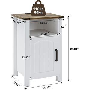 Set of 2 Farmhouse Wood Nightstands with Charging Station <b>Open</b> Compartment Bedside Table with <b>Storage</b> Side End Table - Product Image 4